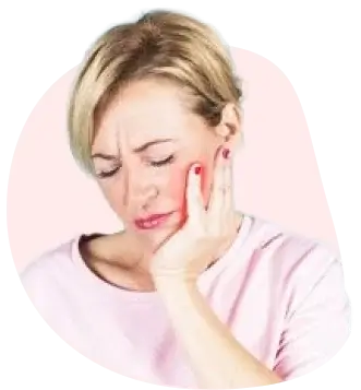 Woman wincing from a lost filling