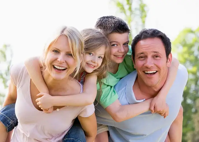 Happy family with two children